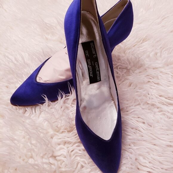 VTG Stuart Weitzman Royal Blue Satin Hangisi Pump - Picture 1 of 8
